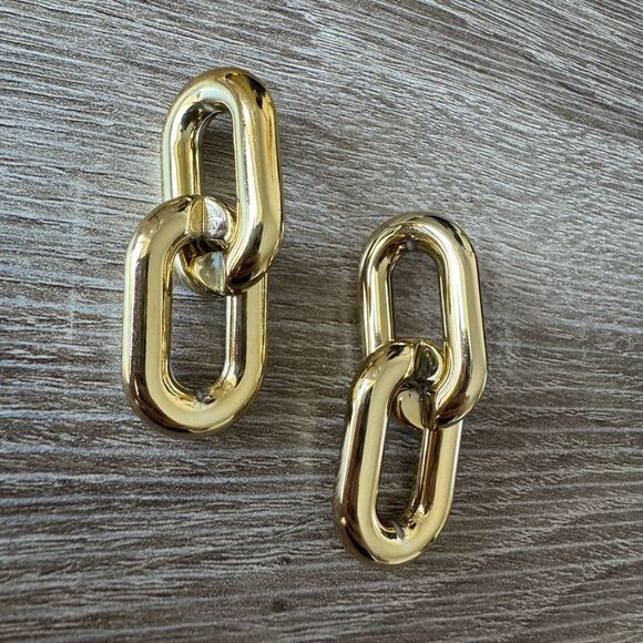 Gold Link Earrings A1208 - Picture 2 of 4